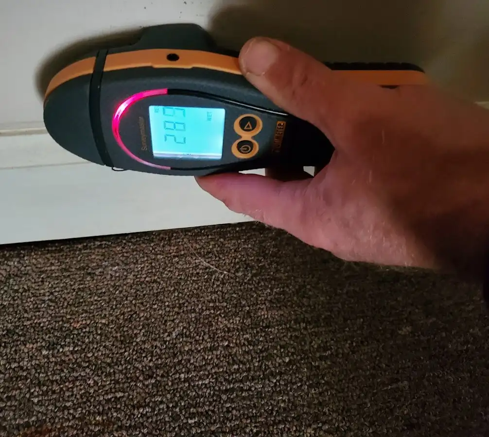 Moisture detection at baseboard during Sewage Cleanup & Sanitation in Georgetown